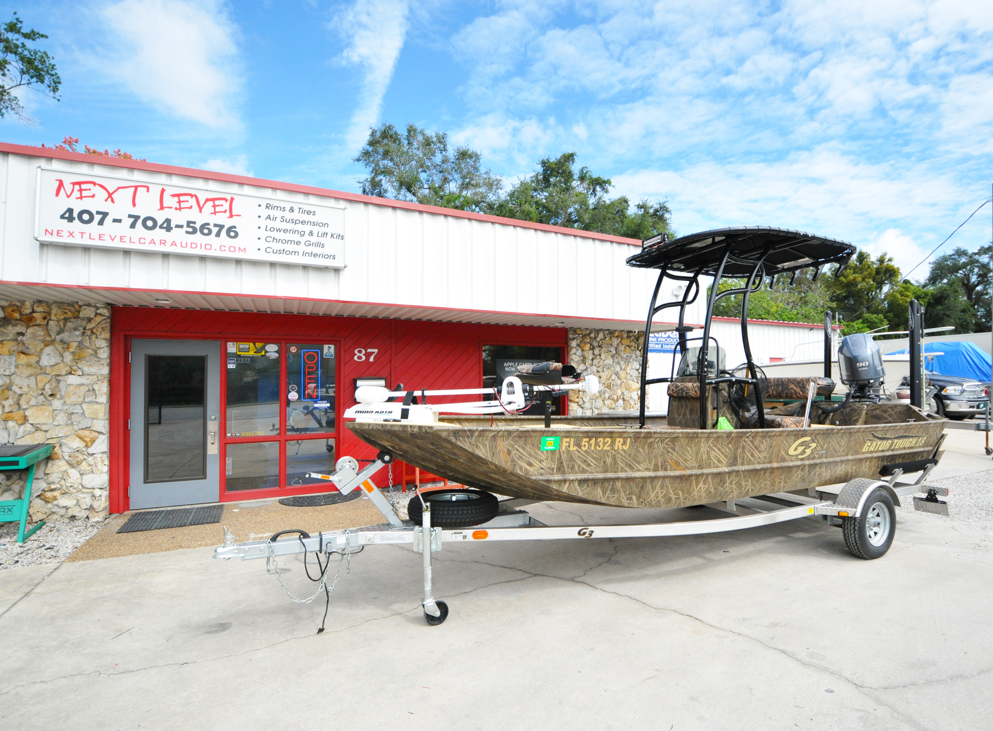 Next-Level-Camo-Aluminum-Boat-with-Tower-Orlando-Florida-Customs