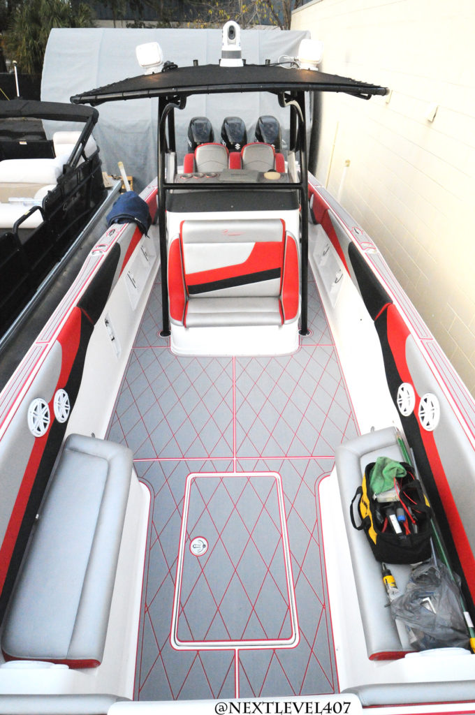 Red-Renegade-Boat-2-Sea-Dek-Marine-Flooring-Pad-Customized-Red-With-Logo-Full-Top-View-Portriat
