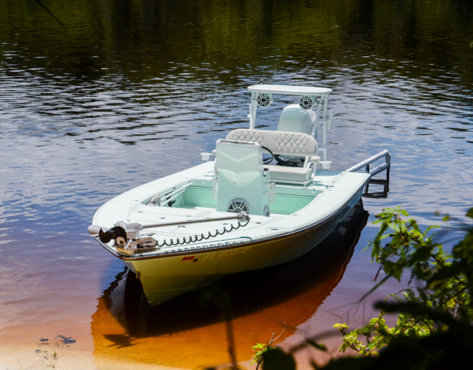 Featured photo for Maverick portfolio page, Fishing boat, boat flooring, boat speakers, boat navigation upgrade orlando, Florida Marine Customs, Orlando Custom Audio