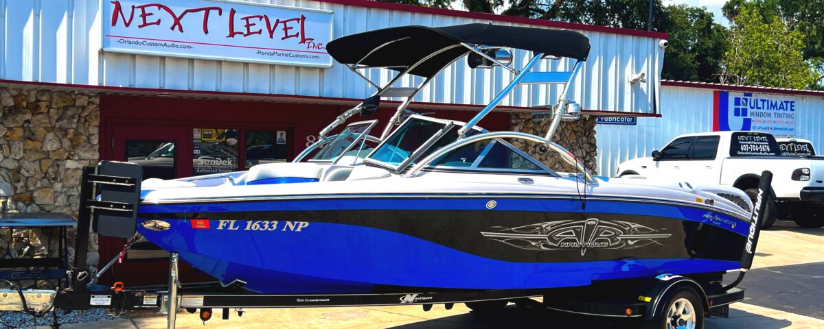 Florida Marine Customs, Next Level inc, Blue Nautique 211 Boat, new stereo